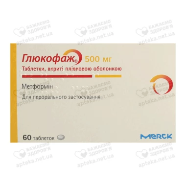 Глюкофаж таблетки покрытые оболочкой 500 мг №60