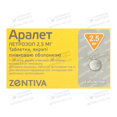 Аралет таблетки покрытые оболочкой 2,5 мг №30