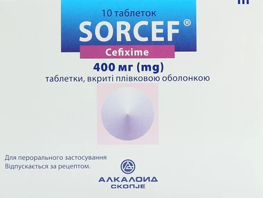 Сорцеф таблетки вкриті оболонкою 400 мг №10