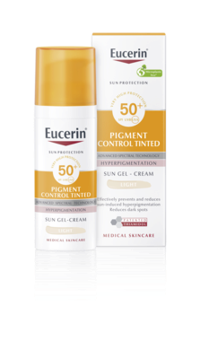 Юцерин (Eucerin) Пігмент Контрол гель-крем сонцезахисний для обличчя з тонуючим ефектом SPF50+ світлий відтінок 50 мл
