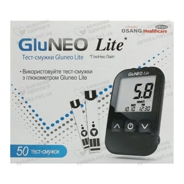 Тест-полоски Глюнео Лайт (GluNeo Lite) для контроля уровня глюкозы в крови 50 шт