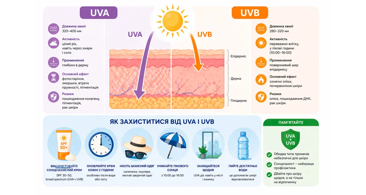 Чим відрізняється UVA та UVB-випромінювання і як від них захиститися