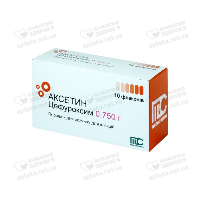 Аксетин порошок для инфузий 750 мг флакон №10, Medochemie  - цена .