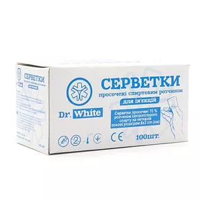 Серветки спиртові Др. Вайт (Dr.White) розмір 6 см*3 см 100 шт