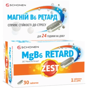 Зест (ZEST) MgB6 ретард тришарові таблетки №30