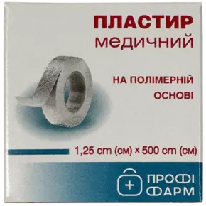 Пластырь медицинский на полимерной основе размер 1,25 см*500 см 1 шт, Профи Фарм