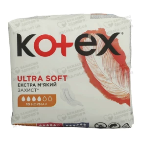 Прокладки Котекс Ультра Софт нормал (Kotex Ultra Soft normal) 4 краплі 10 шт