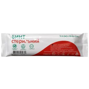 Бинт марлевий стерильний розмір 5 м*10 см, Профі Фарм
