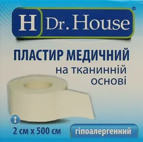 Пластир Доктор Хаус (Dr.House) медичний на тканинній основі розмір 2 см*500 см 1 шт