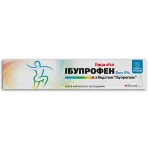 Ібупрофен з бодягою "Ібупрогель" гель 5% 50 мл, Фідем Фарм