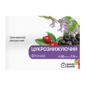 Фіточай Цукрознижуючий у фільтр-пакетах 1,5 г №20, Профі Фарм