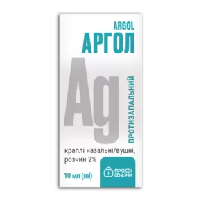 Аргол капли назальные/ушные 2% флакон с крышкой-капельницей 10 мл, Профи фарм