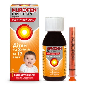 Нурофєн для дітей суспензія оральна полуничний смак 100 мг/5 мл флакон 200 мл