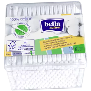 Ватні палички Белла Коттон (Bella Cotton) у пластиковій коробці 200 шт