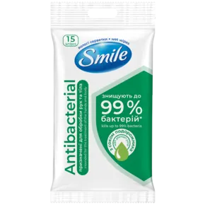 Серветки вологі Смайл (Smile) антибактеріальні з Д-пантенолом 15 шт