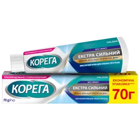 Фіксуючий крем для зубних протезів Корега Екстра Сильний Без Смаку 70 г