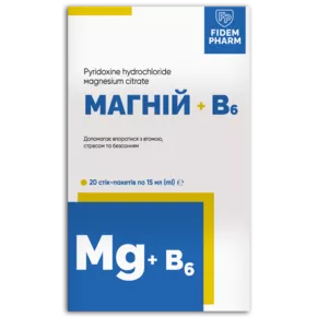 Магній + В6 стік-пакетик 15 мл №20, Фідем Фарм