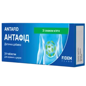 Антафід таблетки жувальні зі смаком м'яти №24, Фідем Фарм