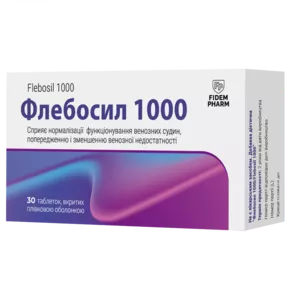 Флебосил 1000 таблетки вкриті оболонкою 1000 мг №30, Фідем Фарм
