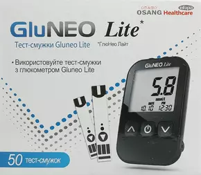 Тест-смужки Глюнео Лайт (GluNeo Lite) для контролю рівня глюкози у крові 50 шт