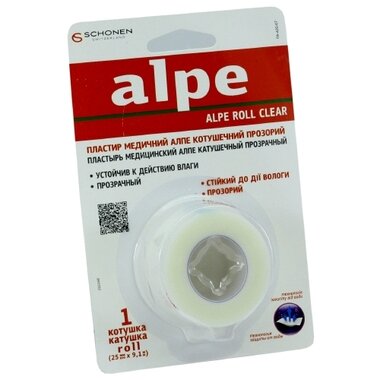 Пластырь Алпе (Alpe Roll Clear) катушечный прозрачный размер 25 мм*9,1 м 1 шт