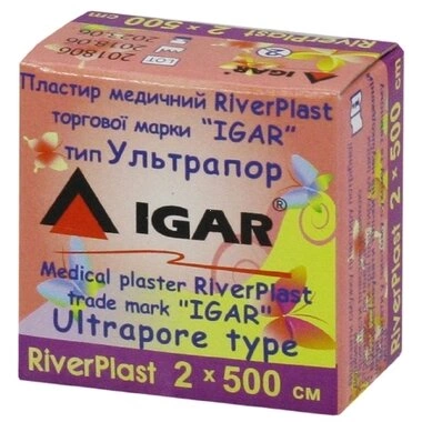 Пластир Ріверпласт Ігар (RiverPlast IGAR) Ультрапор на нетканій основі розмір 2 см*500 см 1 шт