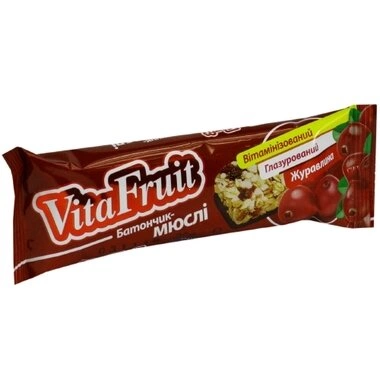 Батончик-мюслі ВітаФрут (VitaFruit) вітамінізований глазурований з клюквою 25 г