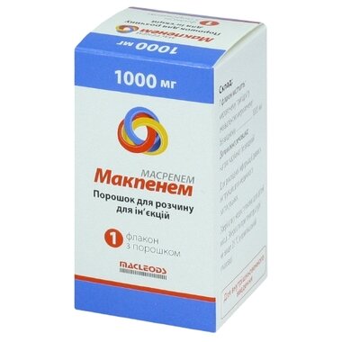 Макпенем порошок для ін'єкцій 1000 мг флакон №1