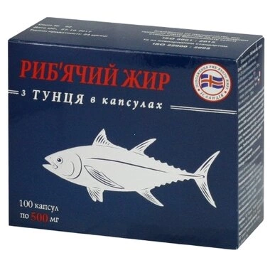 Риб'ячий жир з тунця капсули 500 мг №100