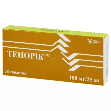 Тенорік таблетки вкриті оболонкою 100 мг/25 мг №28
