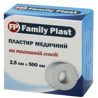 Пластырь Фемили Пласт (FamilyPlast) катушка на тканевой основе размер 2,5 см*5 м 1 шт