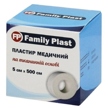 Пластырь Фемили Пласт (FamilyPlast) катушка на тканевой основе размер 5 см*5 м 1 шт