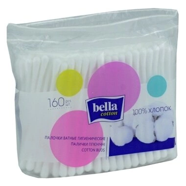 Ватні палички Белла Коттон (Bella Cotton) упаковка поліетилен 160 шт