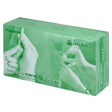 Перчатки смотровые латексные нестерильные Игар (IGAR) припудренные размер 8-9 (L) 100 шт (50 пар)