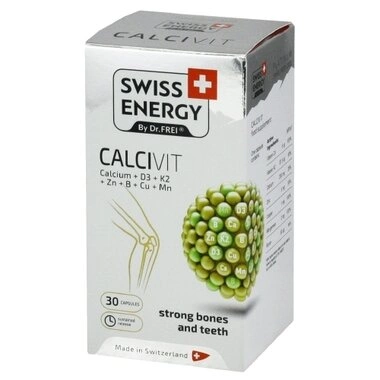 Свісс Енерджи (Swiss Energy) Кальцивіт кальцій, вітамін D3 та вітамін K2 капсули №30