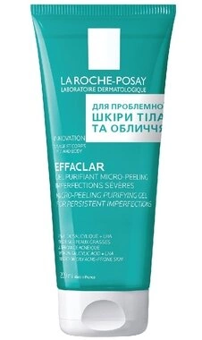 Ля Рош (La Roche-Posay) Ефаклар гель-мікропілінг для очищення проблемної шкіри обличчя та тіла для зменшення стійких недоліків 200 мл