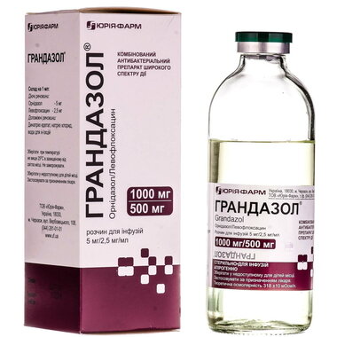 Грандазол раствор для инфузий 5 мг/2,5 мг бутылка 200 мл