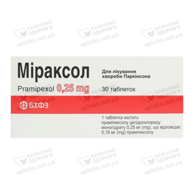 Міраксол таблетки 0,25 мг №30