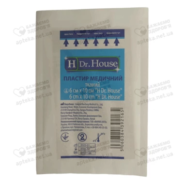 Пластир Доктор Хаус (Dr.House) бактерицидний на тканинній основі розмір 6 см*10 см 1 шт