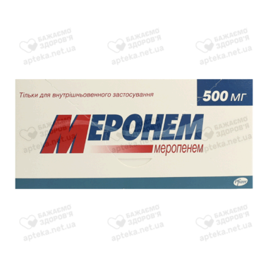Меронем порошок для ін'єкцій 500 мг флакон №10