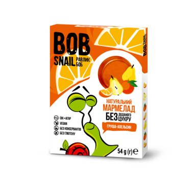 Мармелад Улитка Боб (Bob Snail) натуральный груша-апельсин 54 г