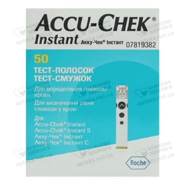 Тест-смужки Акку-Чек Інстант (Accu-Chek Instant) для контролю рівня глюкози у крові 50 шт