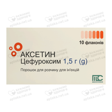 Аксетин порошок для інфузій 1500 мг флакон №10