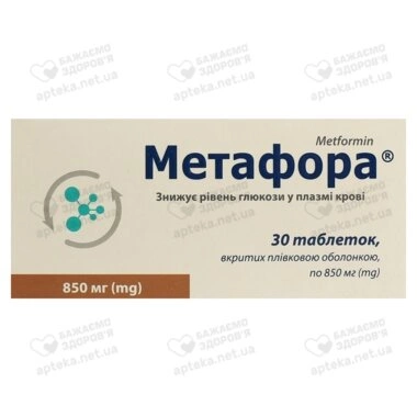 Метафора таблетки покрытые плёночной оболочкой 850 мг №30