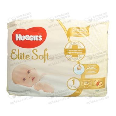 Подгузники для детей Хаггис Элит Софт (Huggies Elite Soft) размер 1 (3-5 кг) 25 шт