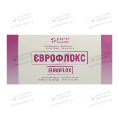 Єврофлокс розчин для інфузій 500 мг контейнер 100 мл