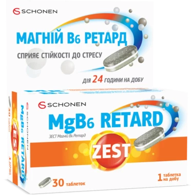 Зест (ZEST) MgB6 ретард тришарові таблетки №30