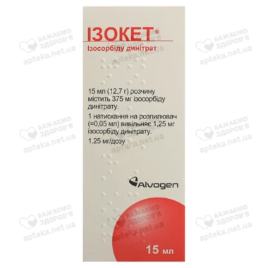 Изокет спрей сублингвальный 1,25 мг/1 доза флакон 15 мл