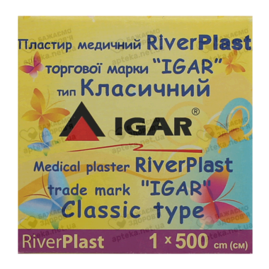Пластырь Риверпласт Игар (RiverPlast IGAR) классический на хлопковой основе в картонной упаковке размер 1 см*500 см