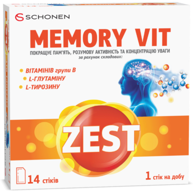 Зест (ZEST) Меморі Віт для покращення пам'яті та концентрації уваги стіки №14